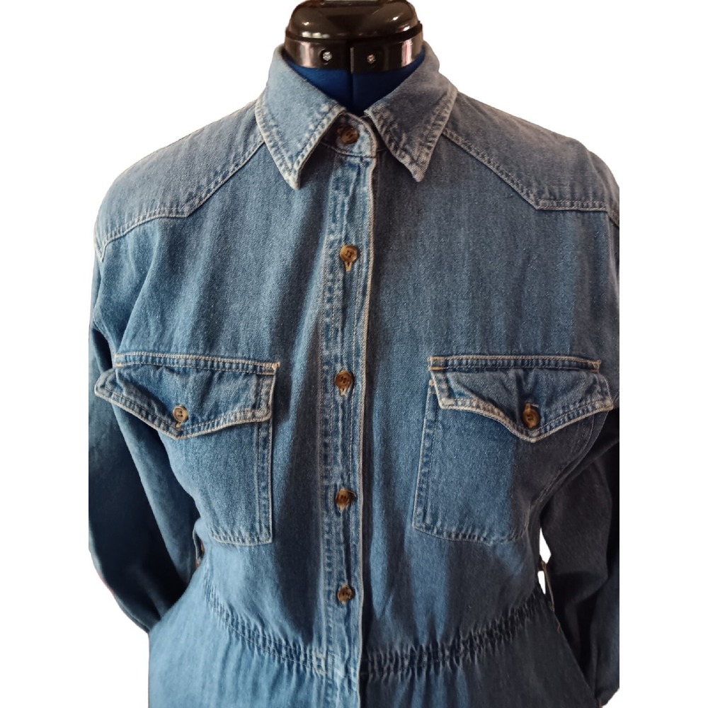 Gloria Vanderbilt women's Pockets 100% Cotton Blue Long Denim dress size 6 AA306 - Picture 8 of 8